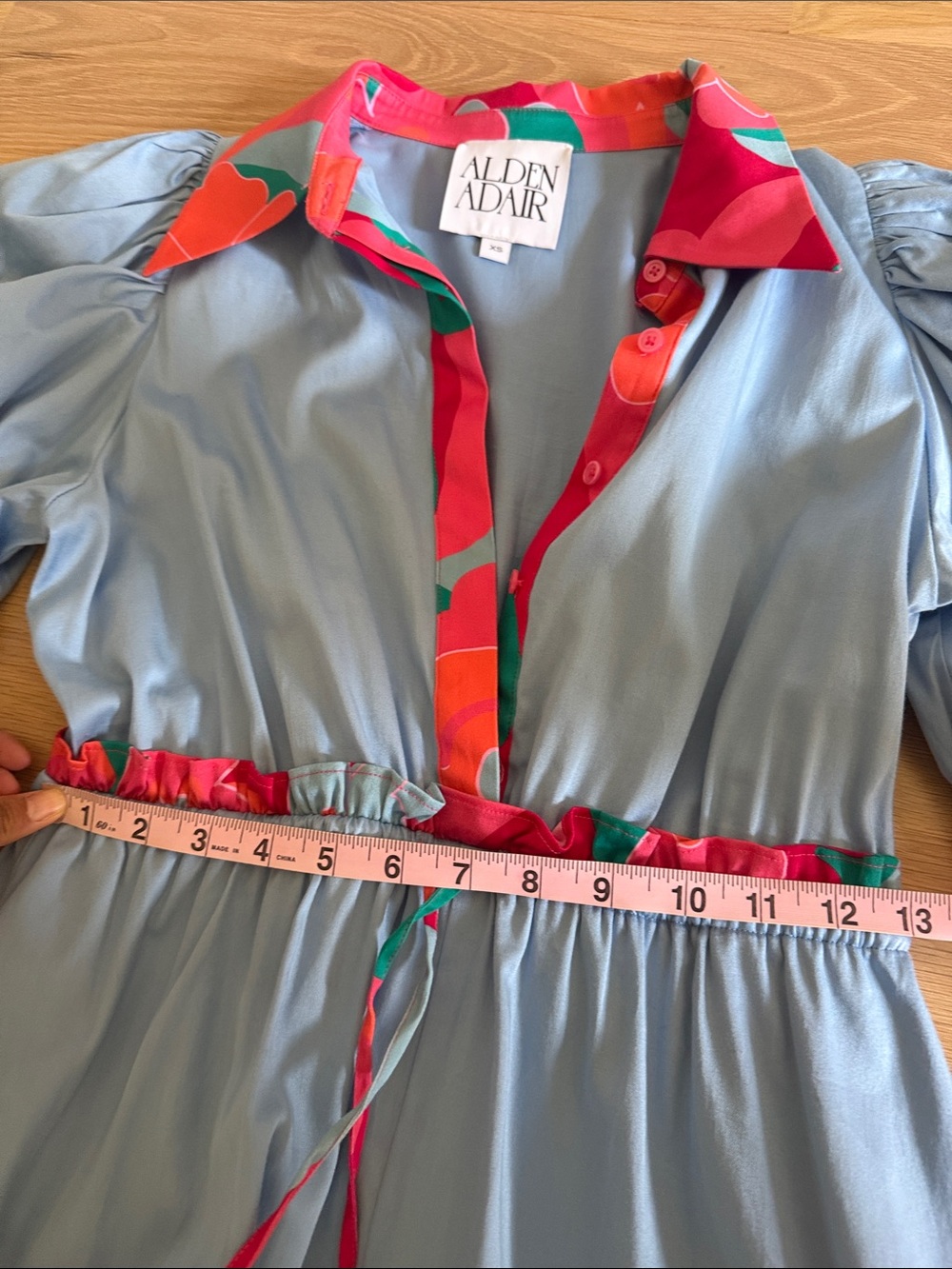 aden + anais Light Blue Cotton Dress with Hot Pink Accents - Picture 3 of 3